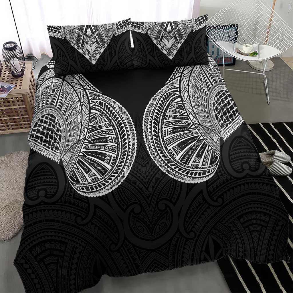 Samoan Traditional Art Tattoos Bedding Set Tatau Roman Reigns Black Color - Polynesian Pride
