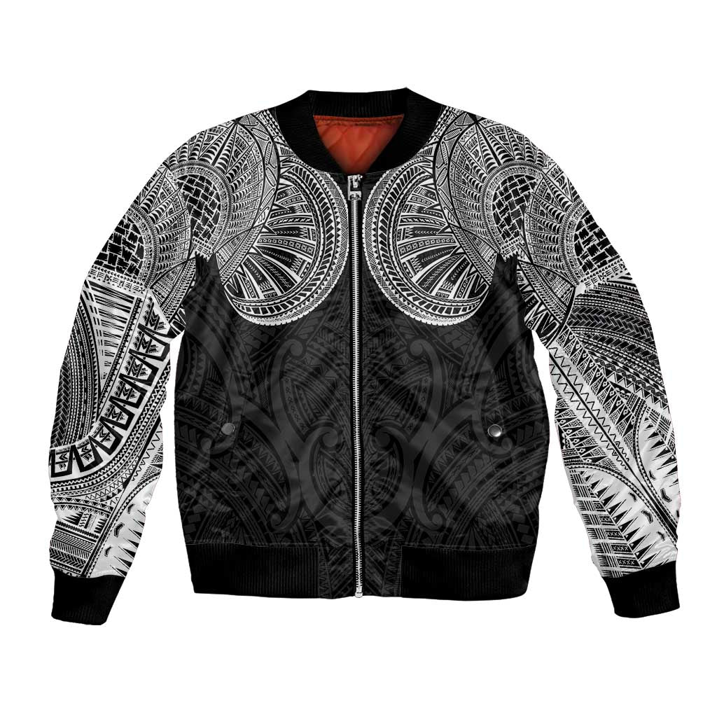 Samoan Traditional Art Tattoos Bomber Jacket Tatau Roman Reigns Black Color LT03 Unisex Black - Polynesian Pride