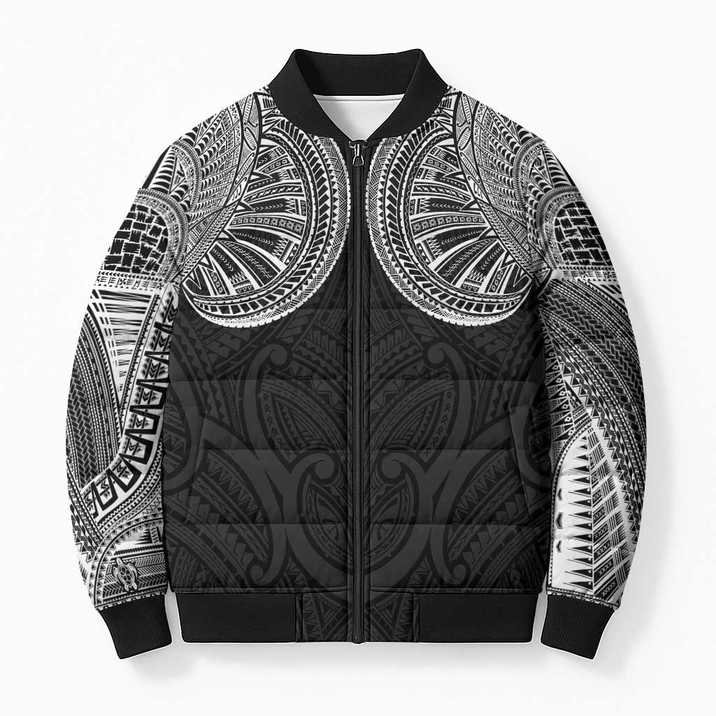 Samoan Traditional Art Tattoos Bomber Puffer Jacket Tatau Roman Reigns Black Color LT03 Unisex Black - Polynesian Pride