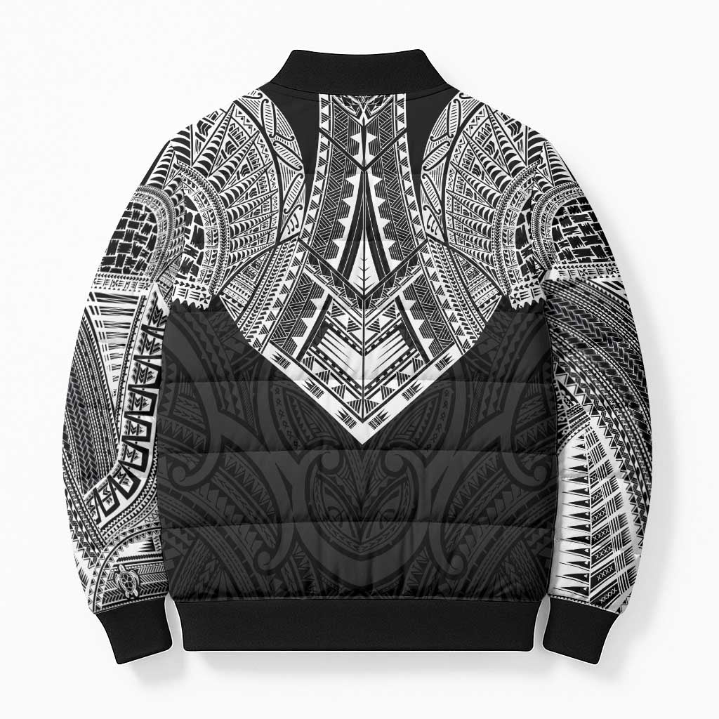 Samoan Traditional Art Tattoos Bomber Puffer Jacket Tatau Roman Reigns Black Color LT03 - Polynesian Pride