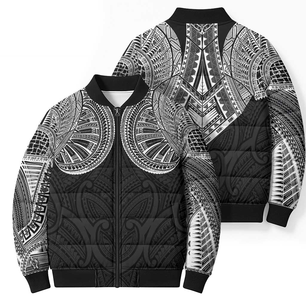 Samoan Traditional Art Tattoos Bomber Puffer Jacket Tatau Roman Reigns Black Color LT03 - Polynesian Pride