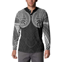 Samoan Traditional Art Tattoos Button Sweatshirt Tatau Roman Reigns Black Color - Polynesian Pride