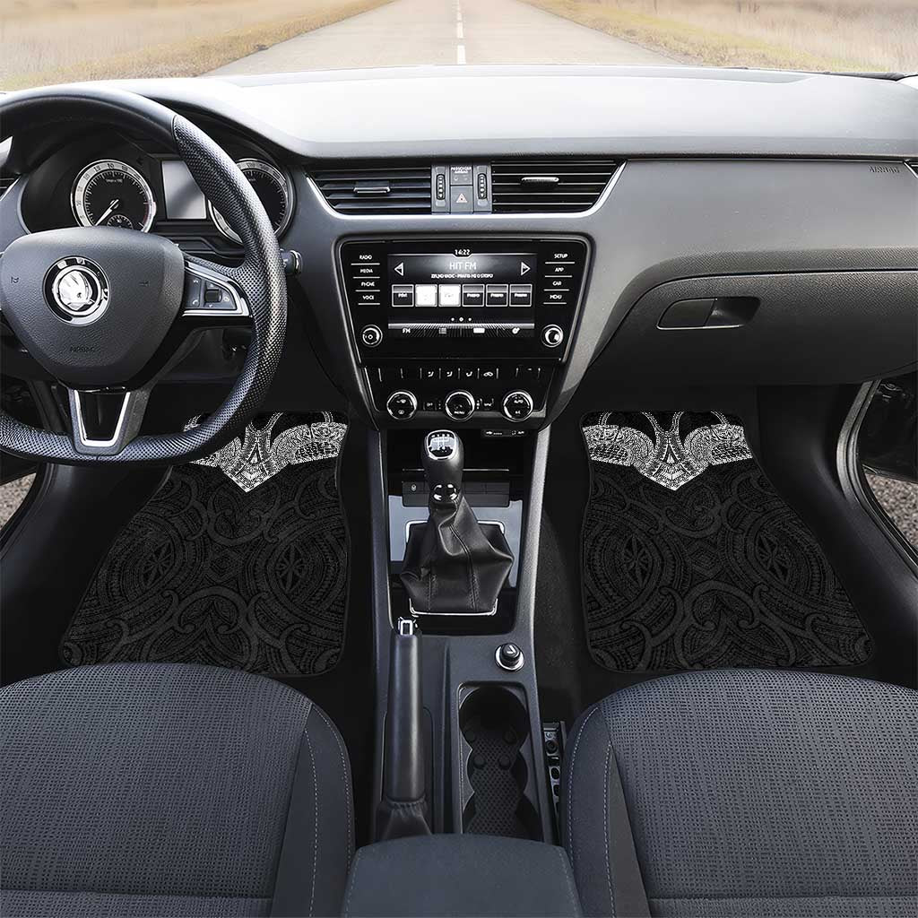 Samoan Traditional Art Tattoos Car Mats Tatau Roman Reigns Black Color LT03 Set 2pcs - Front Black - Polynesian Pride