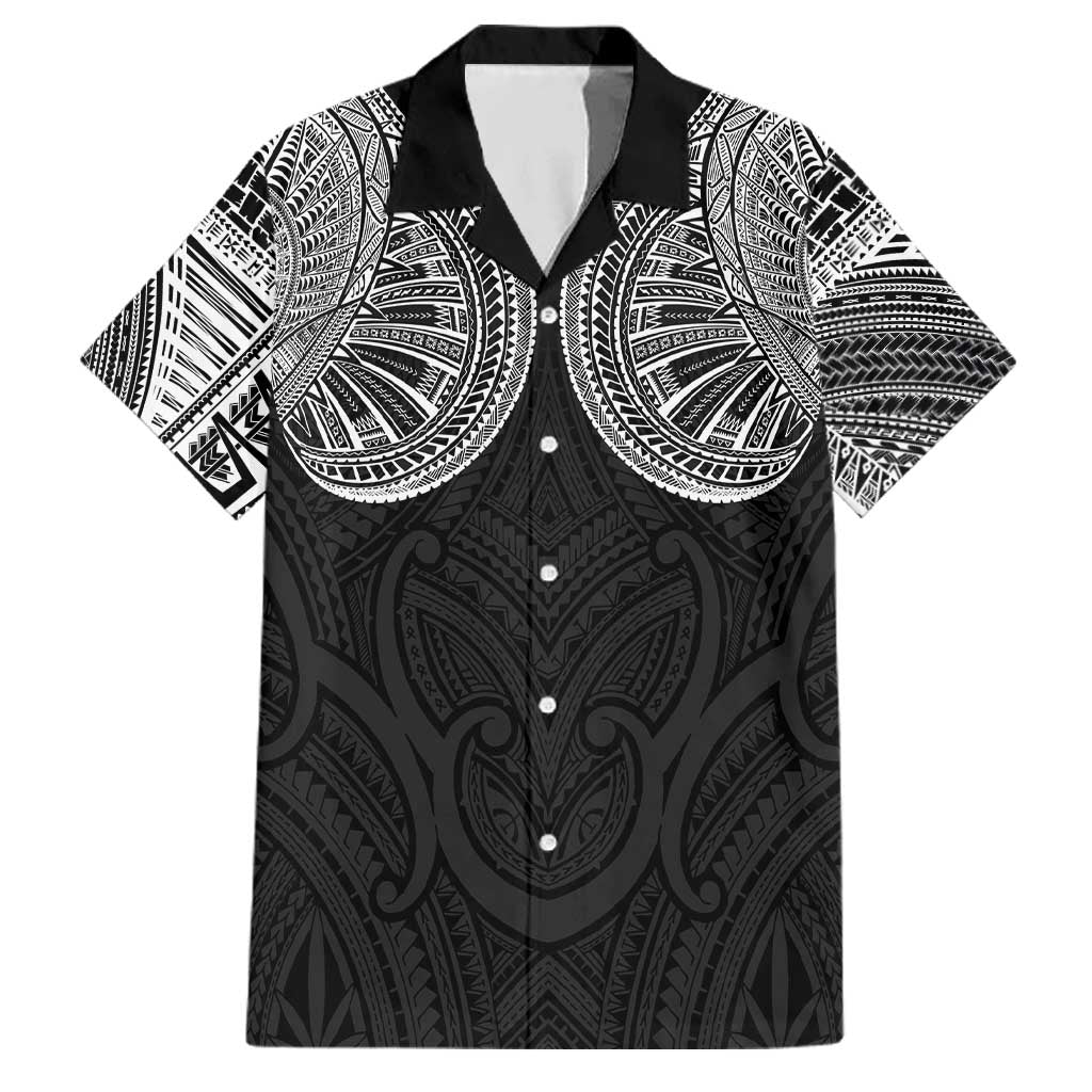 Samoan Traditional Art Tattoos Family Matching Off Shoulder Short Dress and Hawaiian Shirt Tatau Roman Reigns Black Color - Polynesian Pride