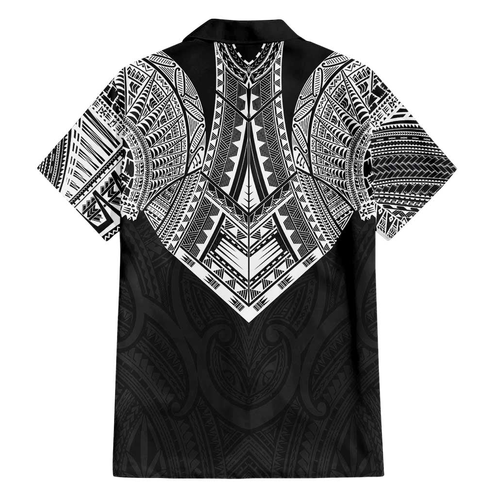 Samoan Traditional Art Tattoos Family Matching Off Shoulder Short Dress and Hawaiian Shirt Tatau Roman Reigns Black Color - Polynesian Pride