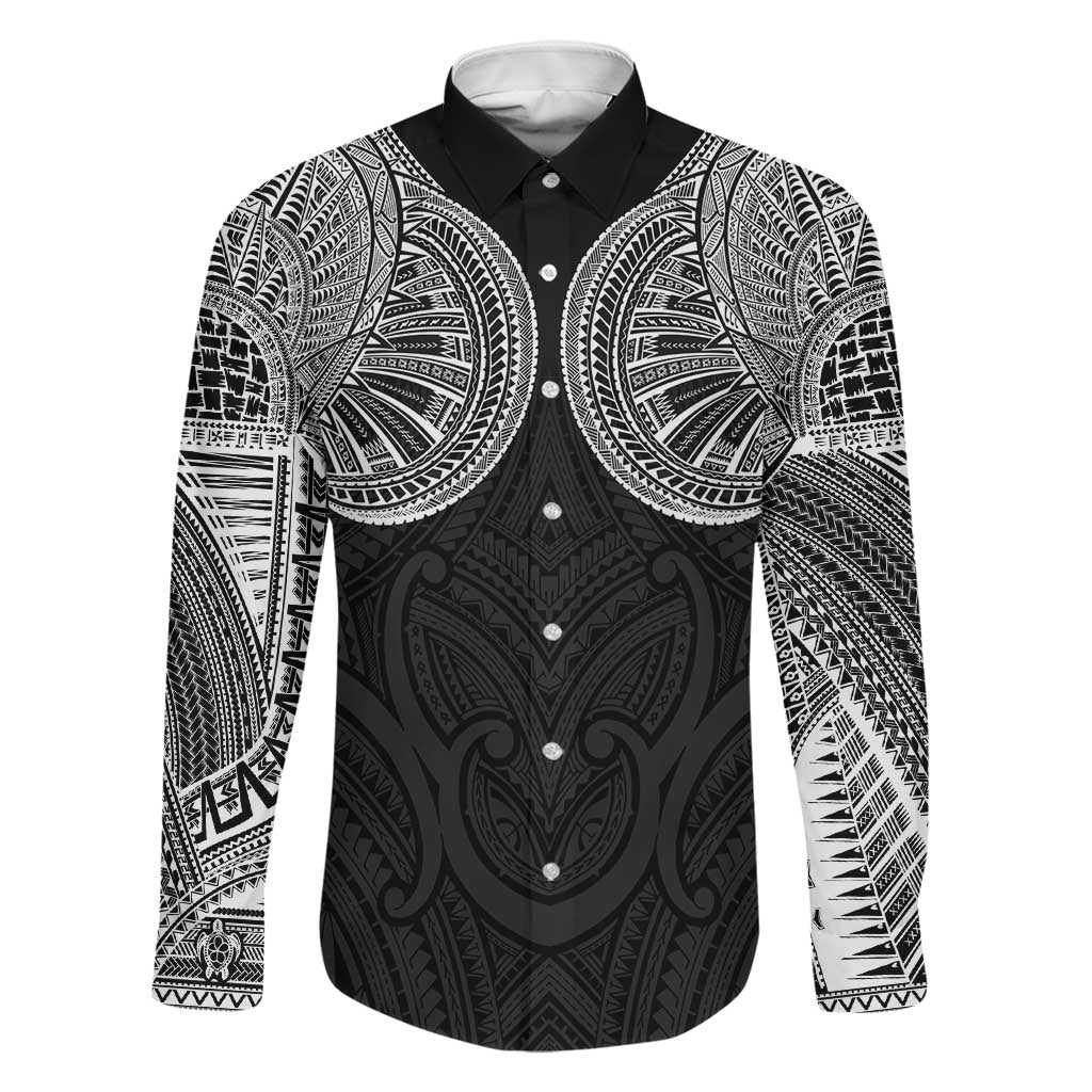 Samoan Traditional Art Tattoos Family Matching Off Shoulder Short Dress and Hawaiian Shirt Tatau Roman Reigns Black Color - Polynesian Pride