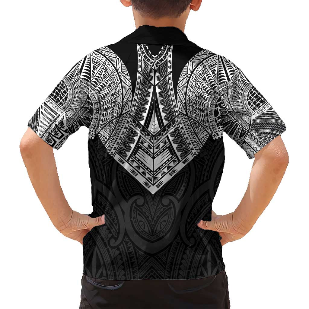 Samoan Traditional Art Tattoos Family Matching Short Sleeve Bodycon Dress and Hawaiian Shirt Tatau Roman Reigns Black Color - Polynesian Pride