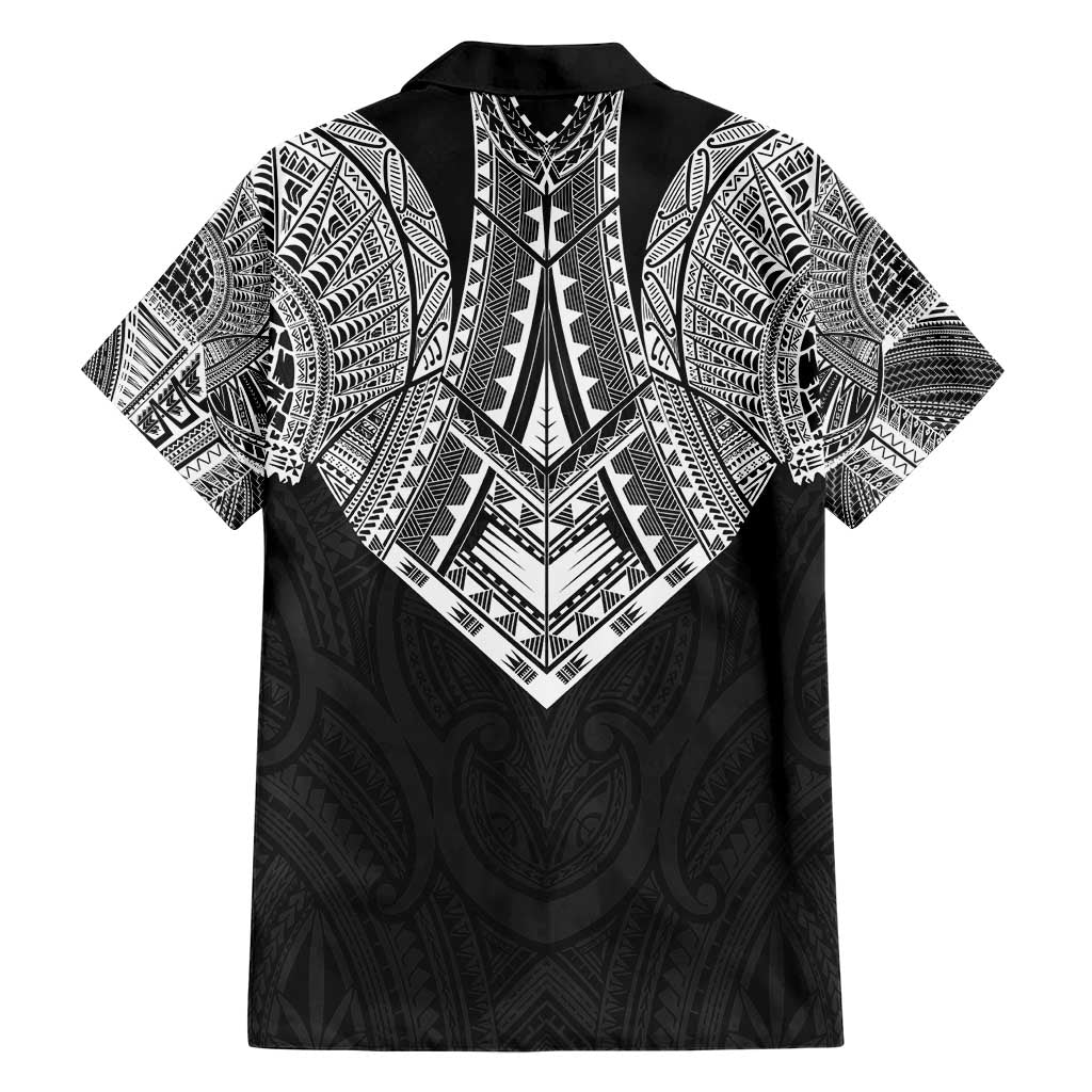 Samoan Traditional Art Tattoos Family Matching Short Sleeve Bodycon Dress and Hawaiian Shirt Tatau Roman Reigns Black Color - Polynesian Pride