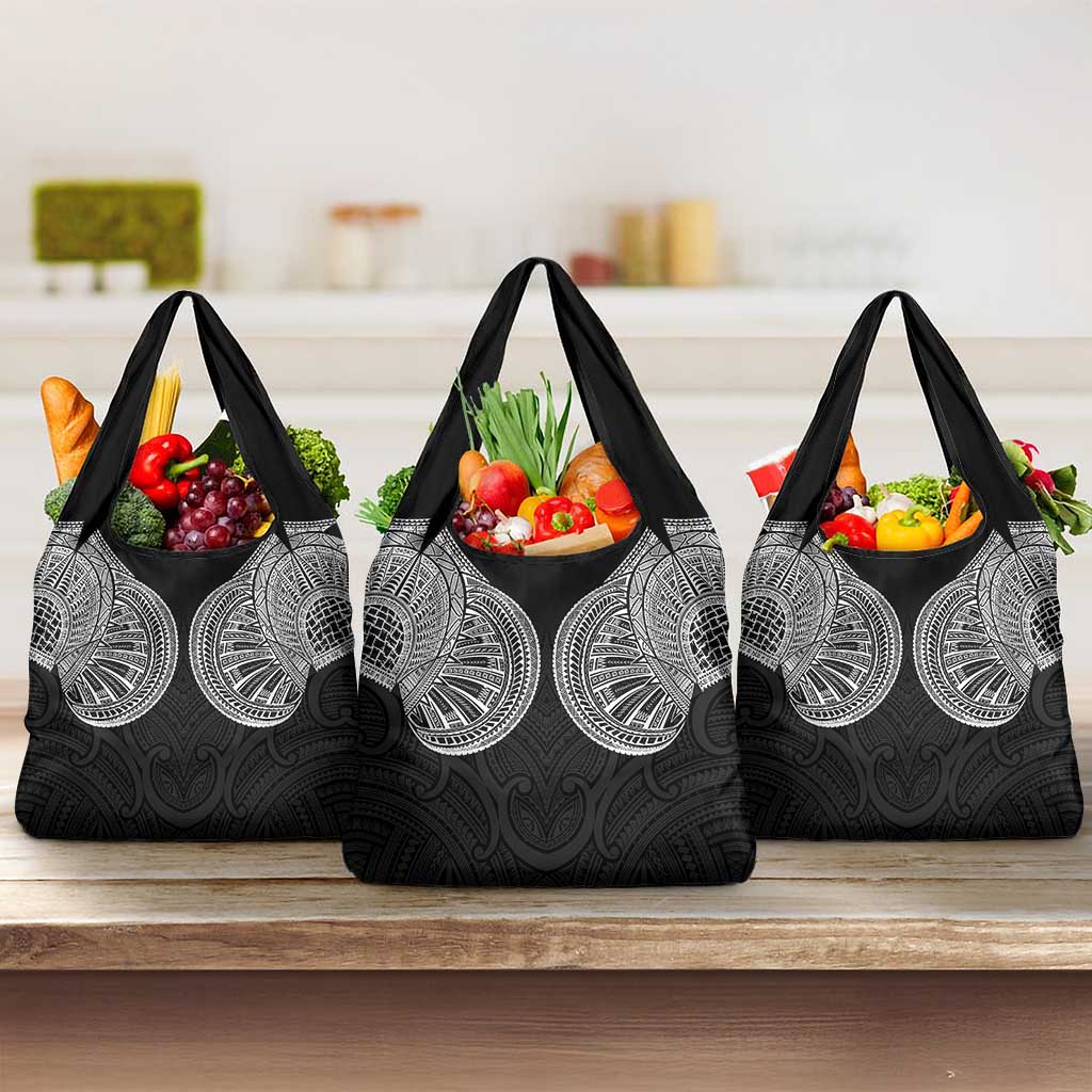 Samoan Traditional Art Tattoos Grocery Bag Tatau Roman Reigns Black Color LT03 3-pack One Size Black - Polynesian Pride