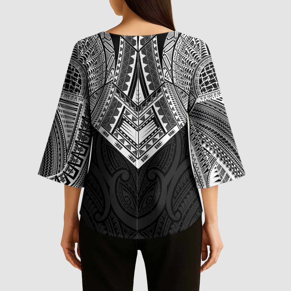 Samoan Traditional Art Tattoos Kimono Sleeve Blouse Tatau Roman Reigns Black Color - Polynesian Pride