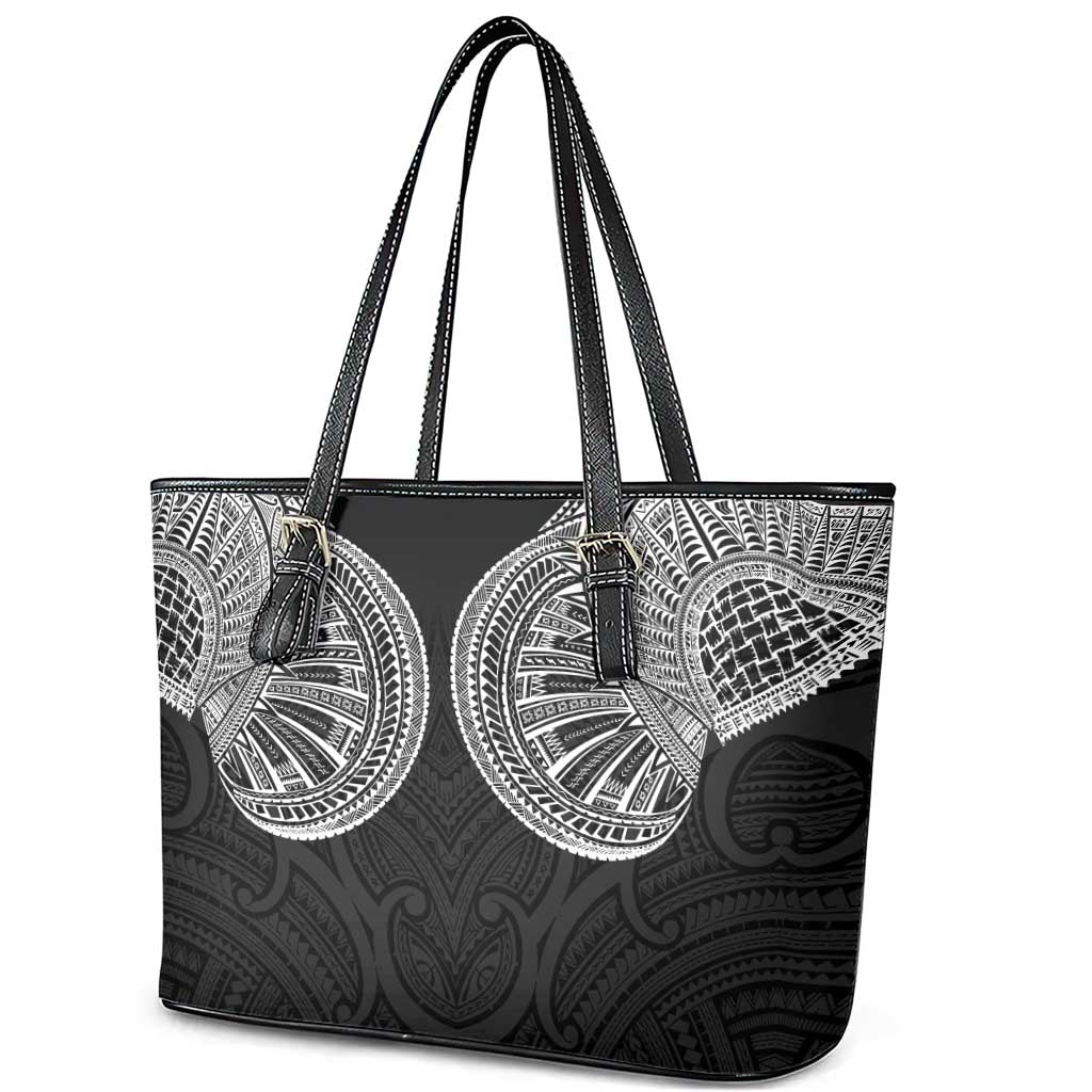 Samoan Traditional Art Tattoos Leather Tote Bag Tatau Roman Reigns Black Color - Polynesian Pride