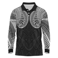 Samoan Traditional Art Tattoos Long Sleeve Polo Shirt Tatau Roman Reigns Black Color - Polynesian Pride
