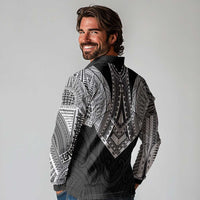 Samoan Traditional Art Tattoos Long Sleeve Polo Shirt Tatau Roman Reigns Black Color - Polynesian Pride