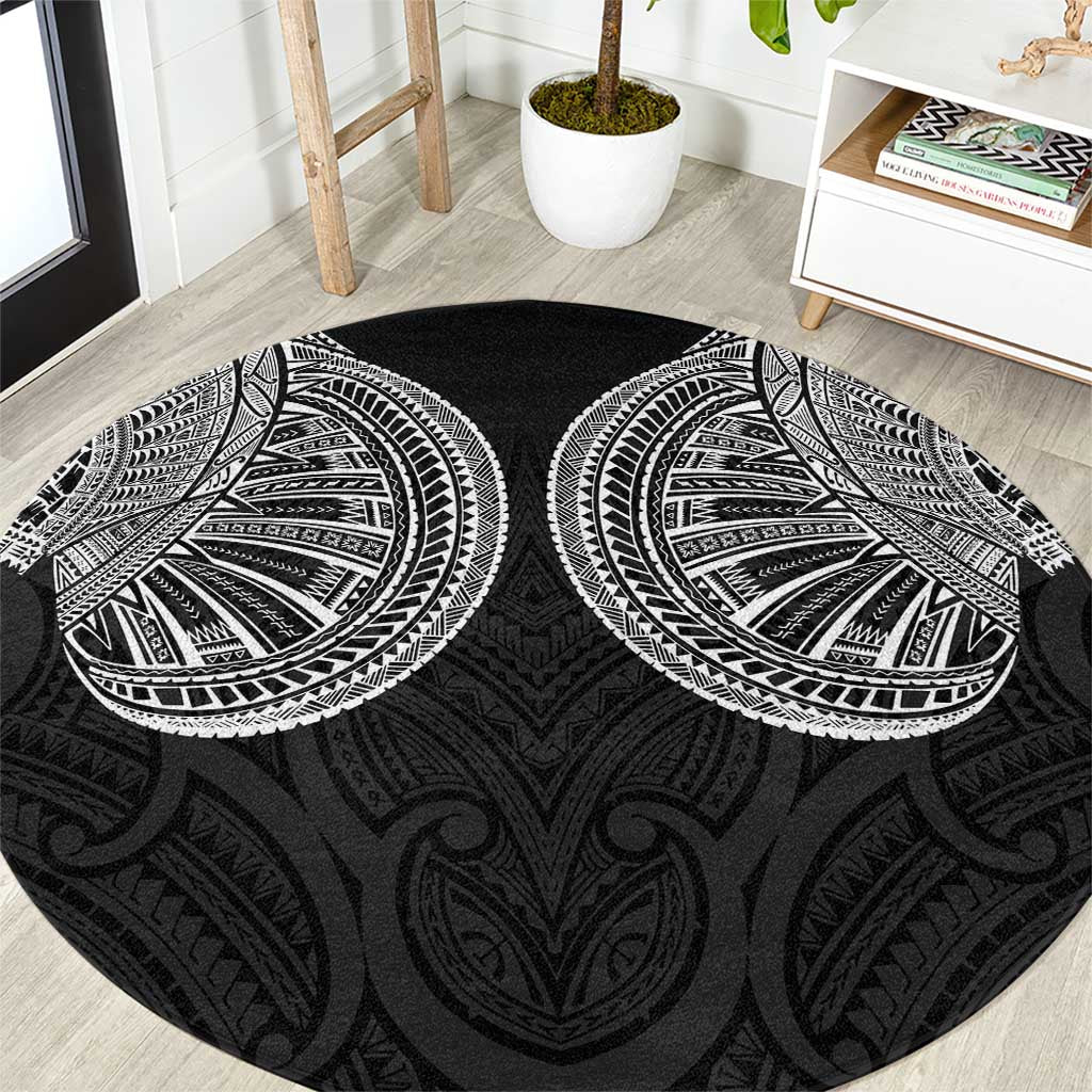 Samoan Traditional Art Tattoos Round Carpet Tatau Roman Reigns Black Color - Polynesian Pride