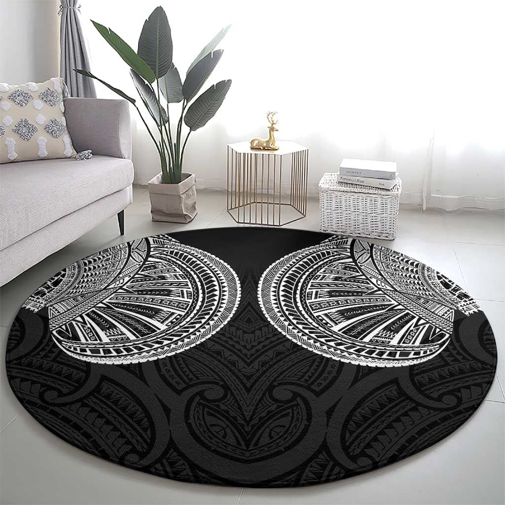 Samoan Traditional Art Tattoos Round Carpet Tatau Roman Reigns Black Color - Polynesian Pride