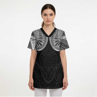 Samoan Traditional Art Tattoos Scrub Top Tatau Roman Reigns Black Color LT03 - Polynesian Pride