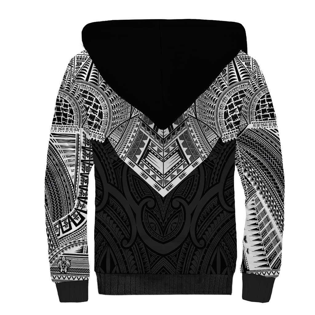 Samoan Traditional Art Tattoos Sherpa Hoodie Tatau Roman Reigns Black Color - Polynesian Pride