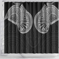 Samoan Traditional Art Tattoos Shower Curtain Tatau Roman Reigns Black Color - Polynesian Pride