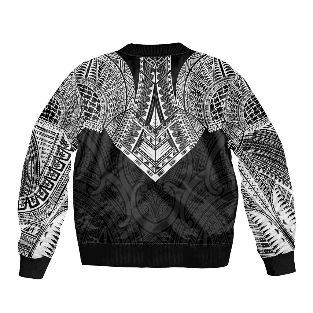 Samoan Traditional Art Tattoos Sleeve Zip Bomber Jacket Tatau Roman Reigns Black Color LT03 - Polynesian Pride