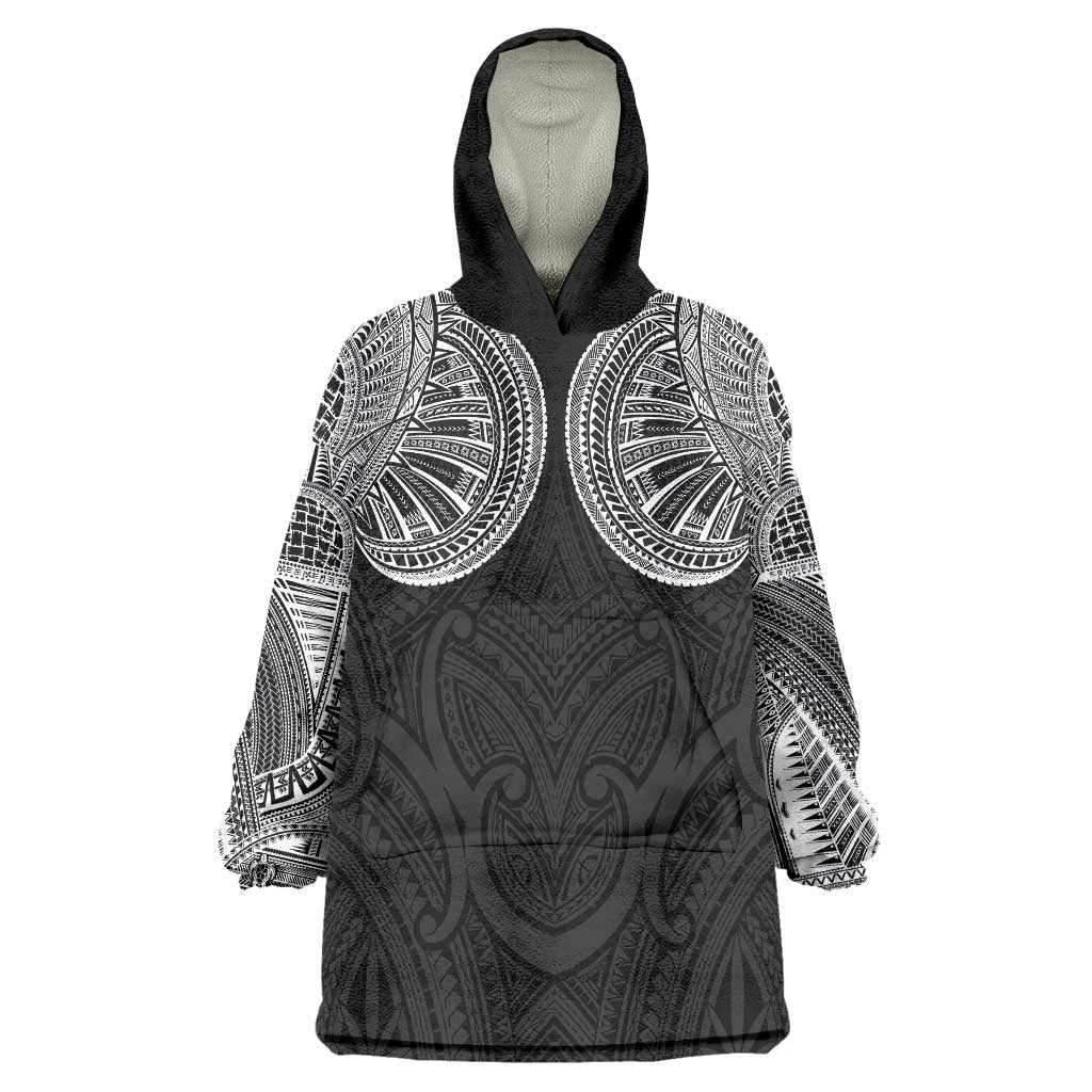 Samoan Traditional Art Tattoos Wearable Blanket Hoodie Tatau Roman Reigns Black Color - Polynesian Pride