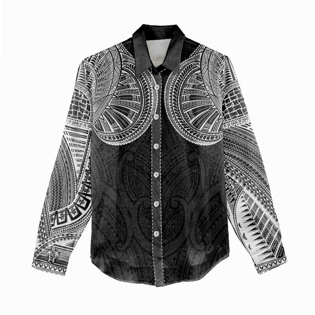 Samoan Traditional Art Tattoos Women Casual Shirt Tatau Roman Reigns Black Color - Polynesian Pride