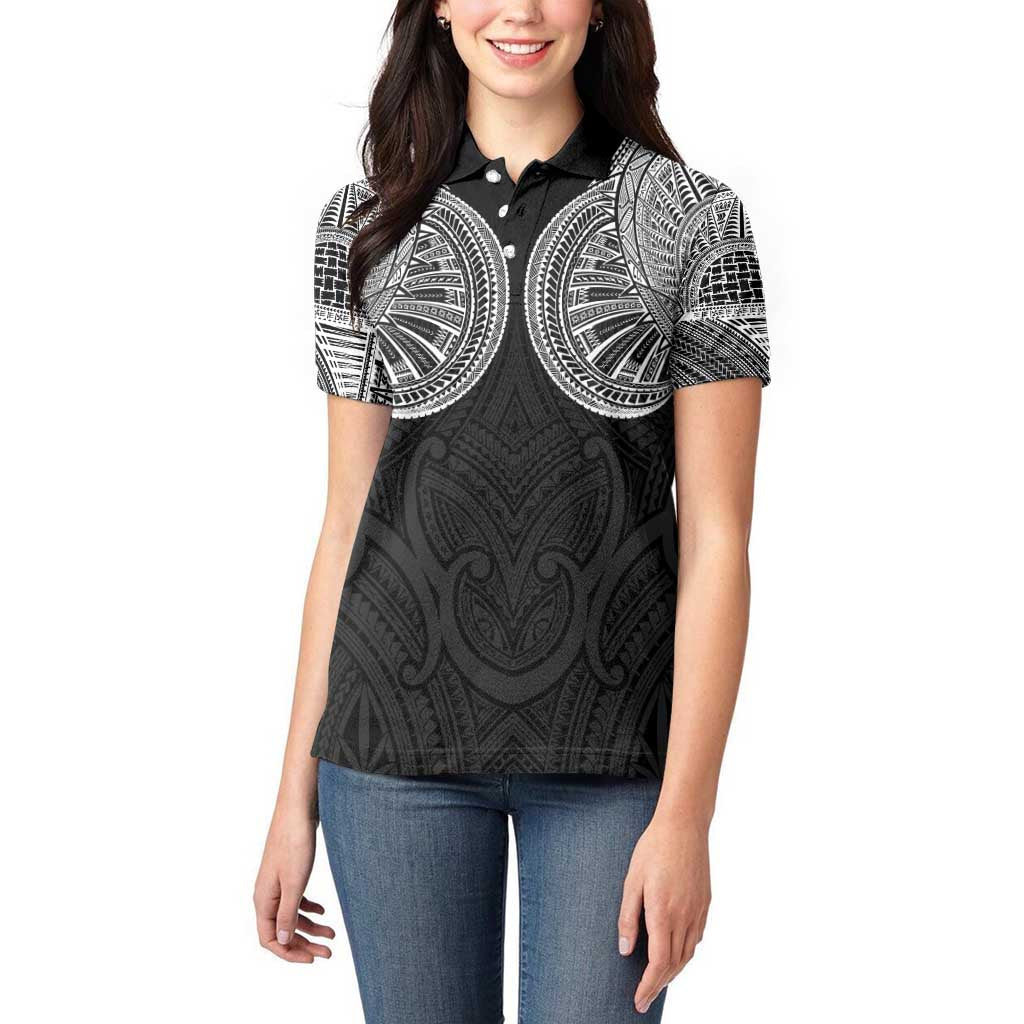 Samoan Traditional Art Tattoos Women Polo Shirt Tatau Roman Reigns Black Color - Polynesian Pride