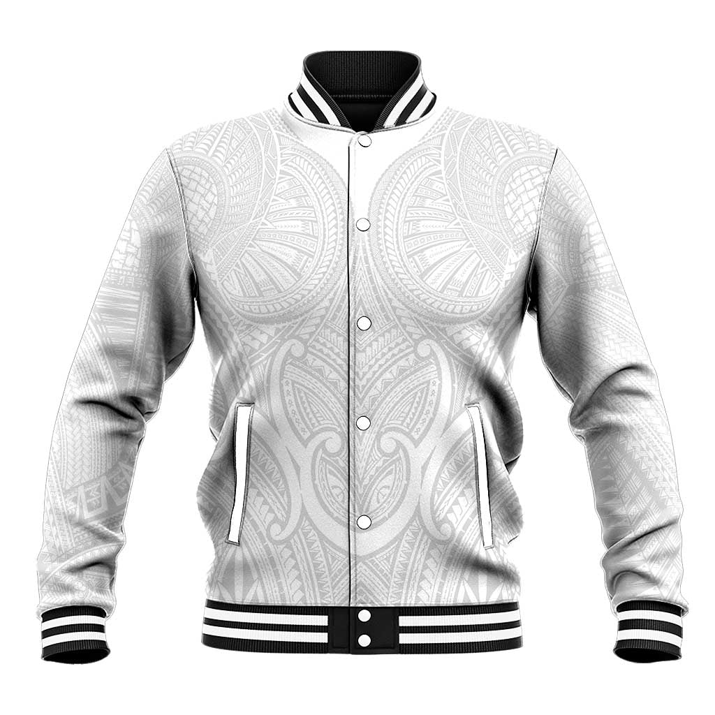 Samoan Traditional Art Tattoos Baseball Jacket Tatau Roman Reigns White Color LT03 Unisex White - Polynesian Pride