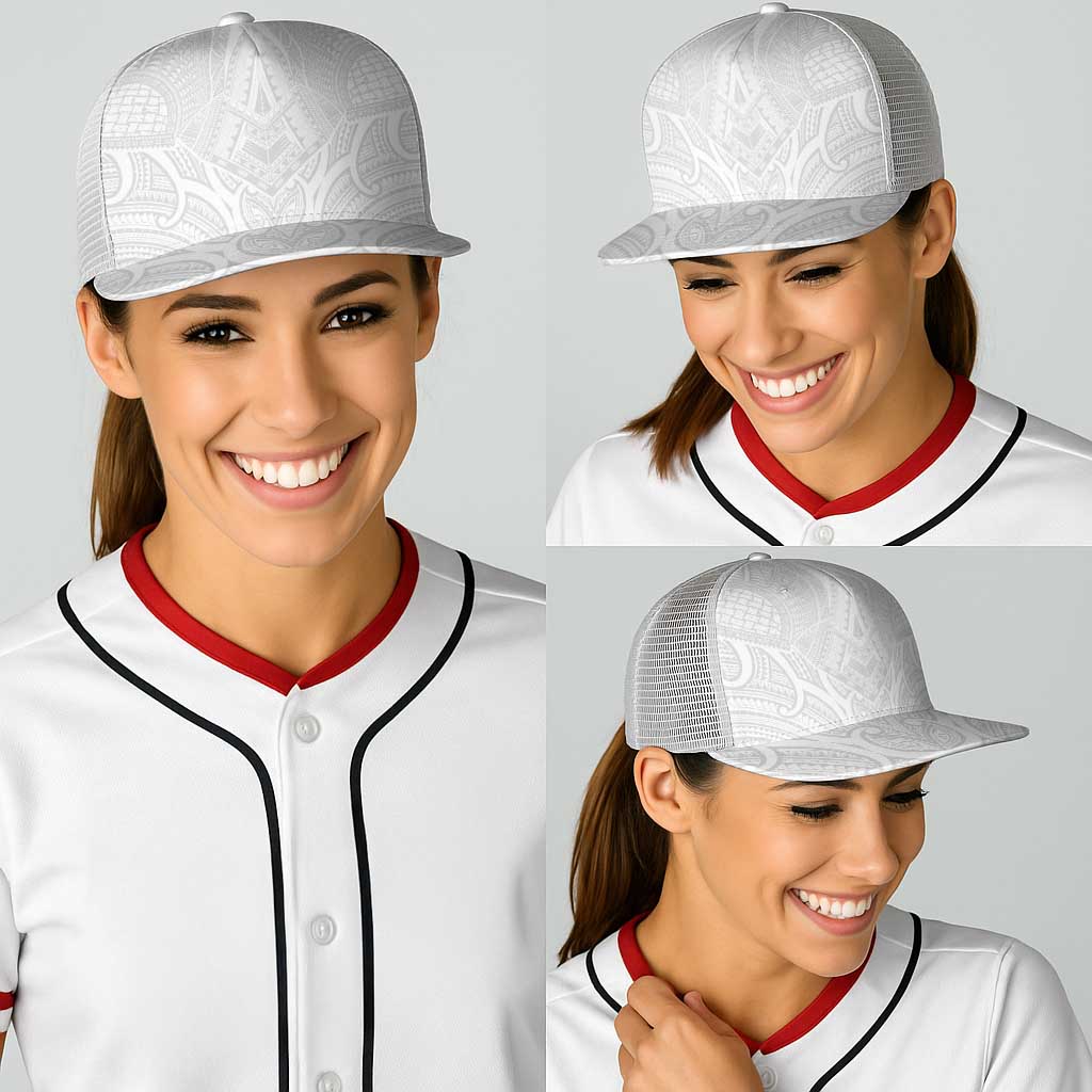 Samoan Traditional Art Tattoos Baseball Net Cap Tatau Roman Reigns White Color - Polynesian Pride