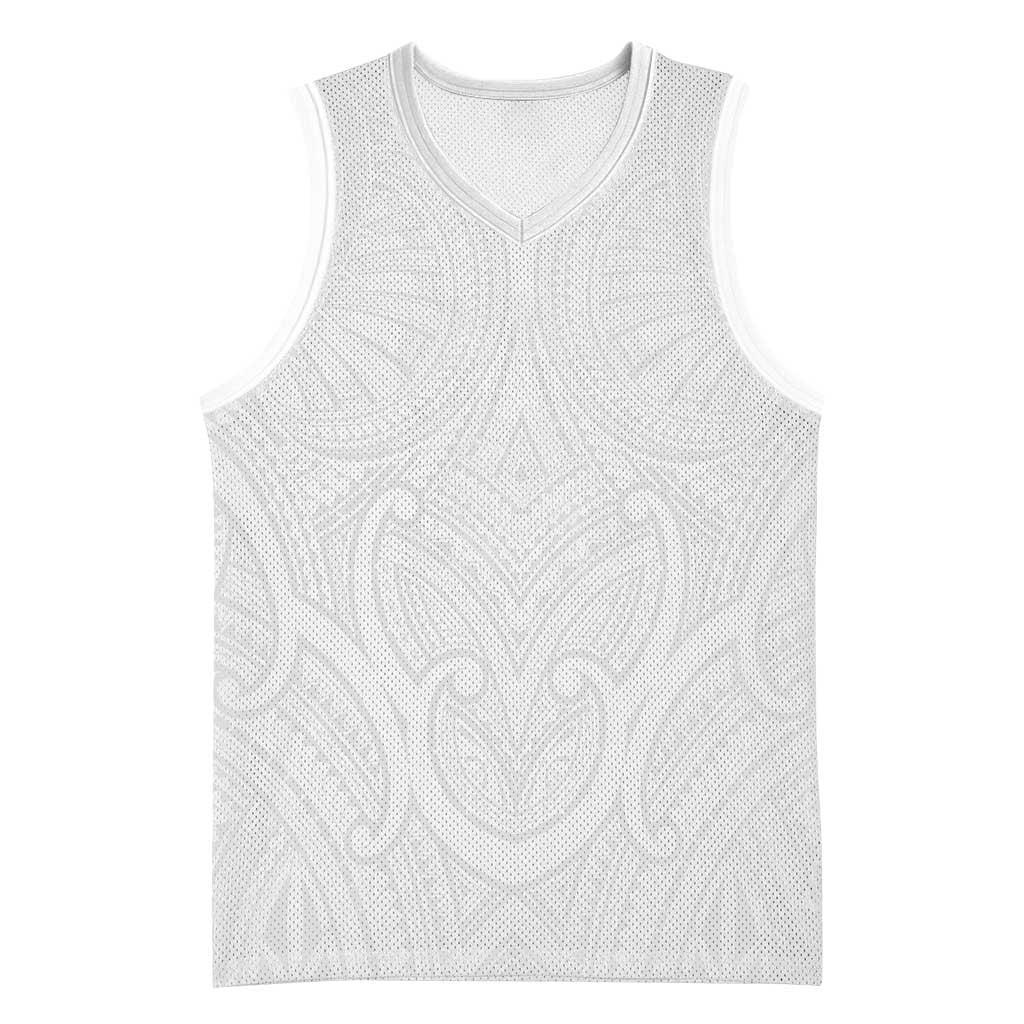 Samoan Traditional Art Tattoos Basketball Jersey Tatau Roman Reigns White Color LT03 Unisex White - Polynesian Pride