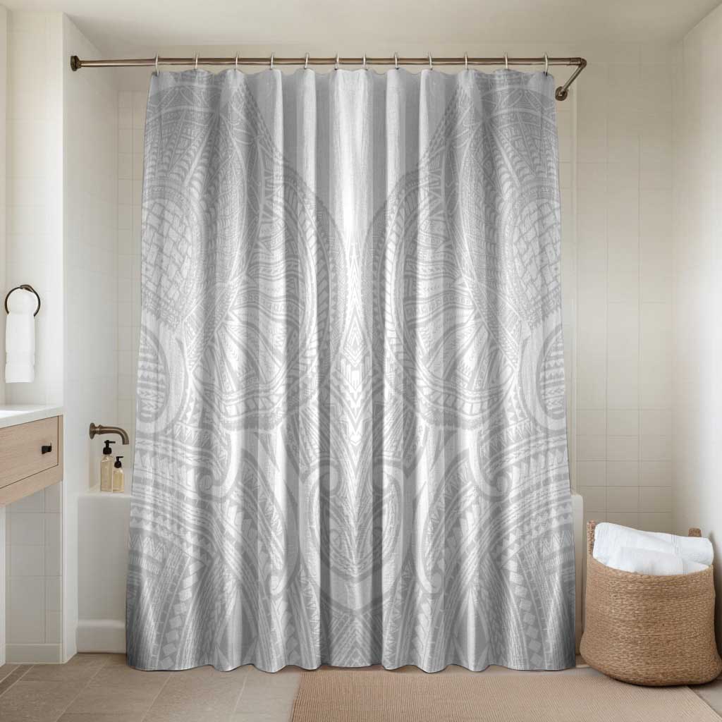Samoan Traditional Art Tattoos Bathroom Set Tatau Roman Reigns White Color LT03 Shower Curtain Only White - Polynesian Pride