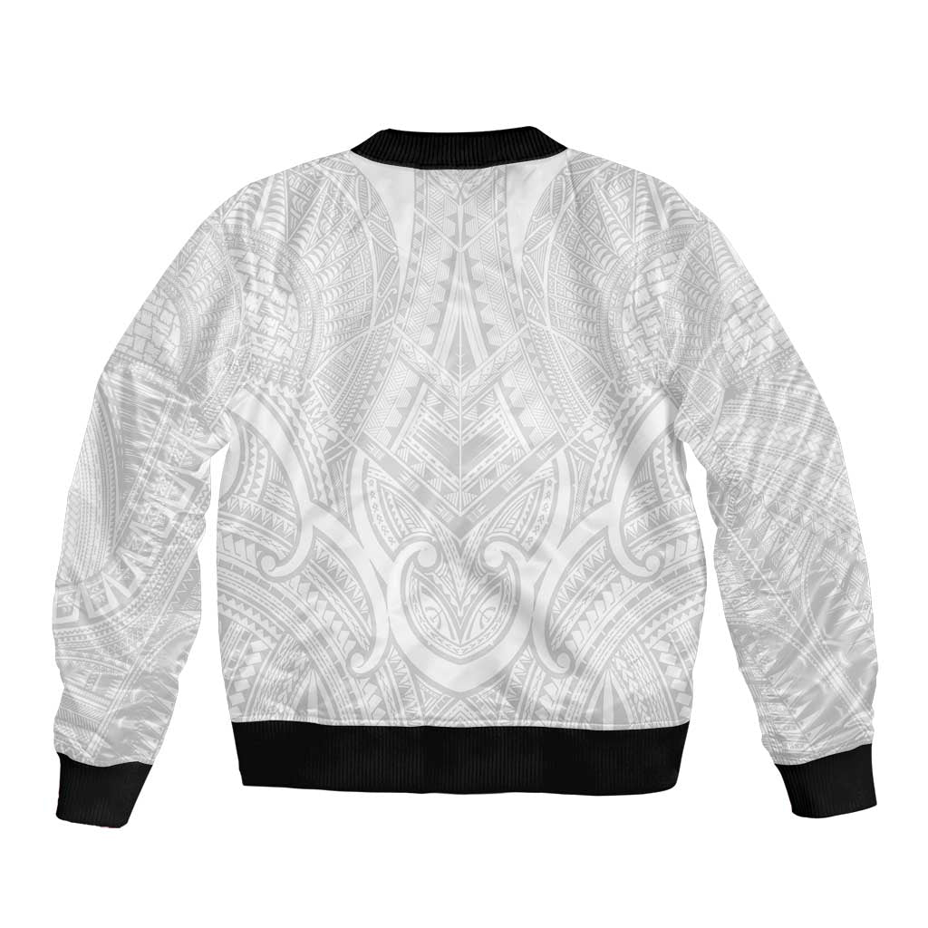Samoan Traditional Art Tattoos Bomber Jacket Tatau Roman Reigns White Color LT03 - Polynesian Pride