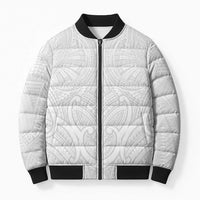 Samoan Traditional Art Tattoos Bomber Puffer Jacket Tatau Roman Reigns White Color LT03 Unisex White - Polynesian Pride
