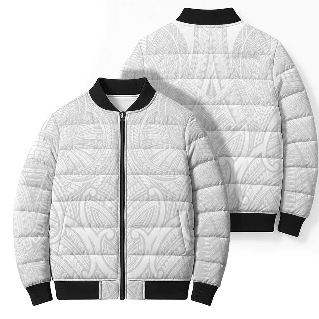 Samoan Traditional Art Tattoos Bomber Puffer Jacket Tatau Roman Reigns White Color LT03 - Polynesian Pride