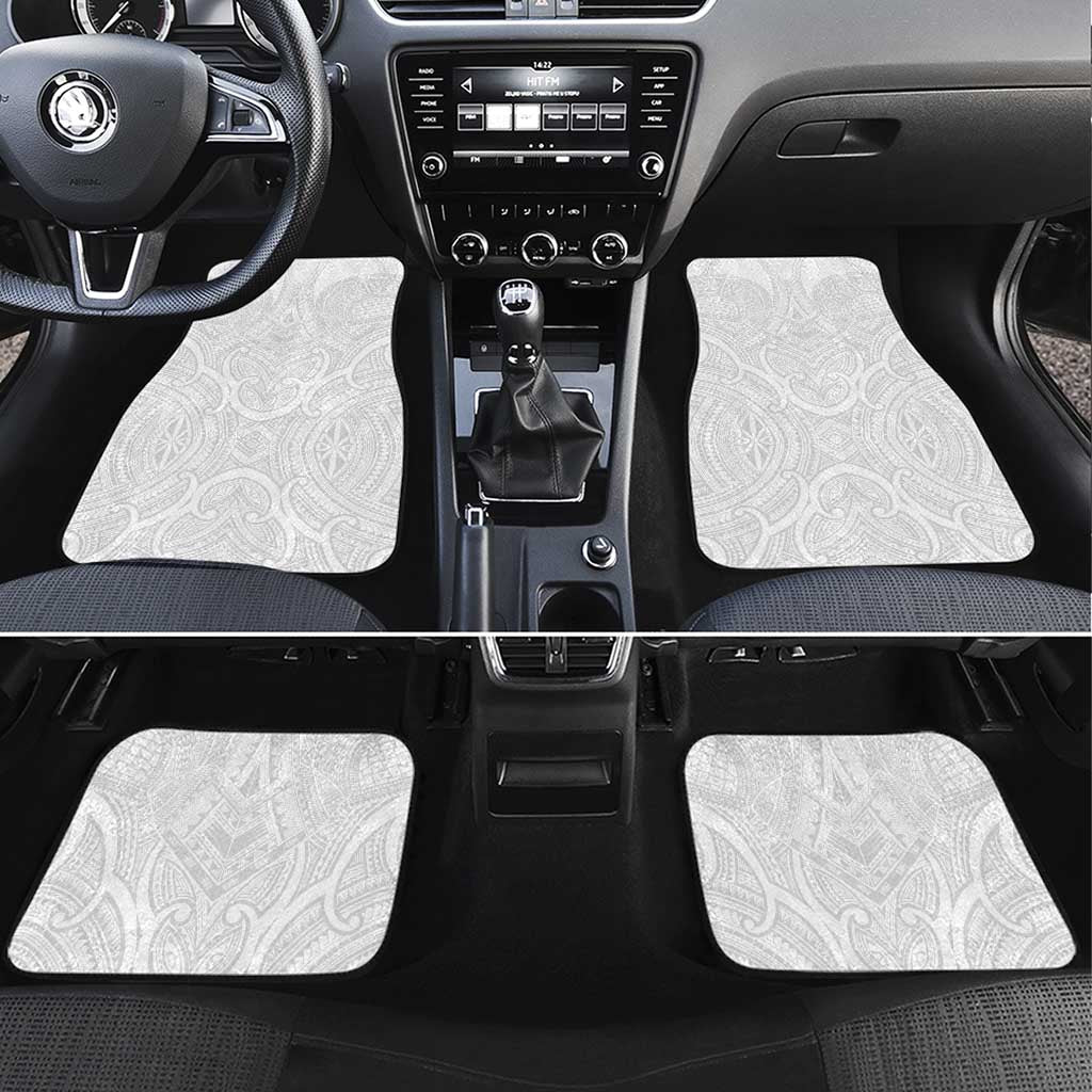 Samoan Traditional Art Tattoos Car Mats Tatau Roman Reigns White Color LT03 Set 4pcs White - Polynesian Pride