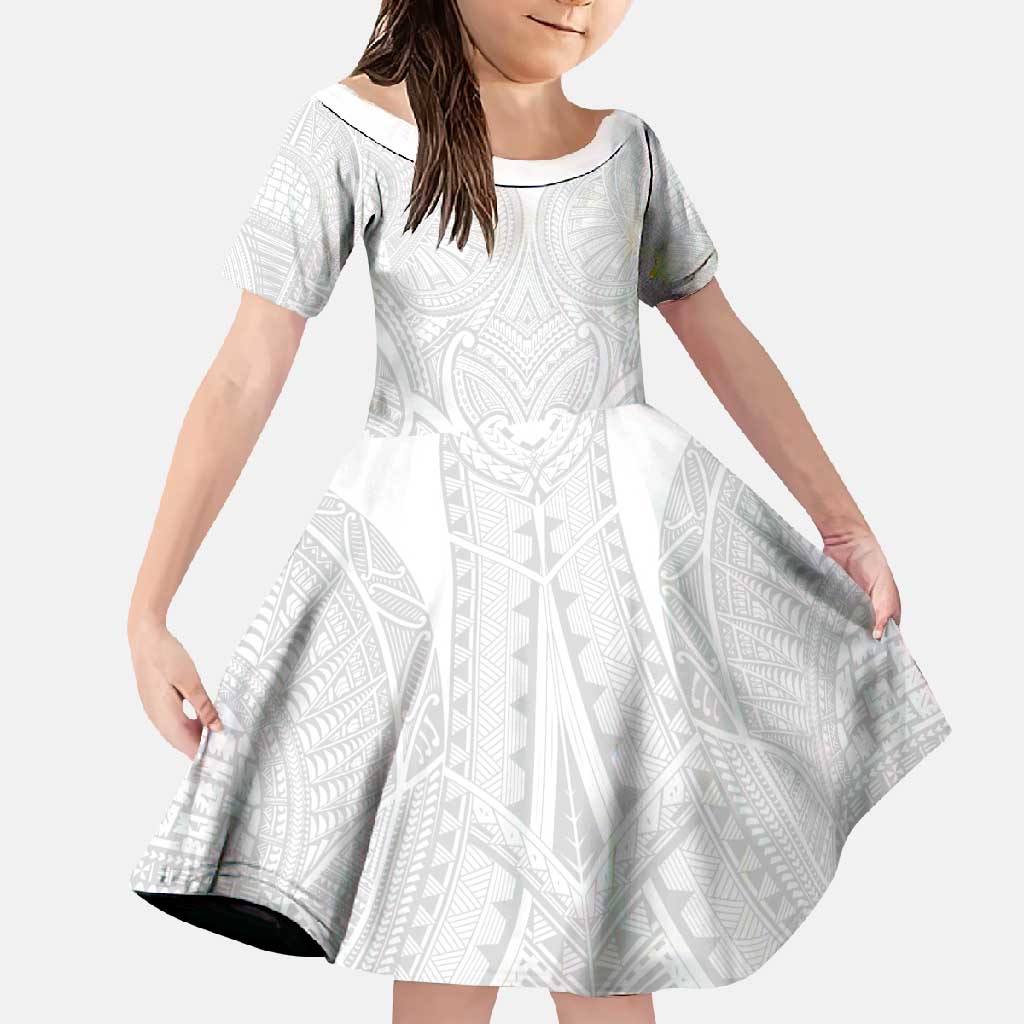 Samoan Traditional Art Tattoos Family Matching Long Sleeve Bodycon Dress and Hawaiian Shirt Tatau Roman Reigns White Color - Polynesian Pride