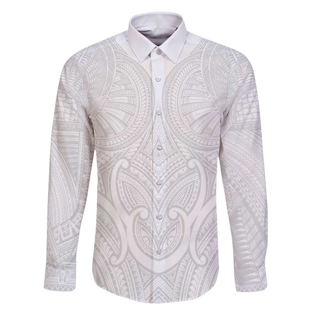 Samoan Traditional Art Tattoos Family Matching Long Sleeve Bodycon Dress and Hawaiian Shirt Tatau Roman Reigns White Color - Polynesian Pride