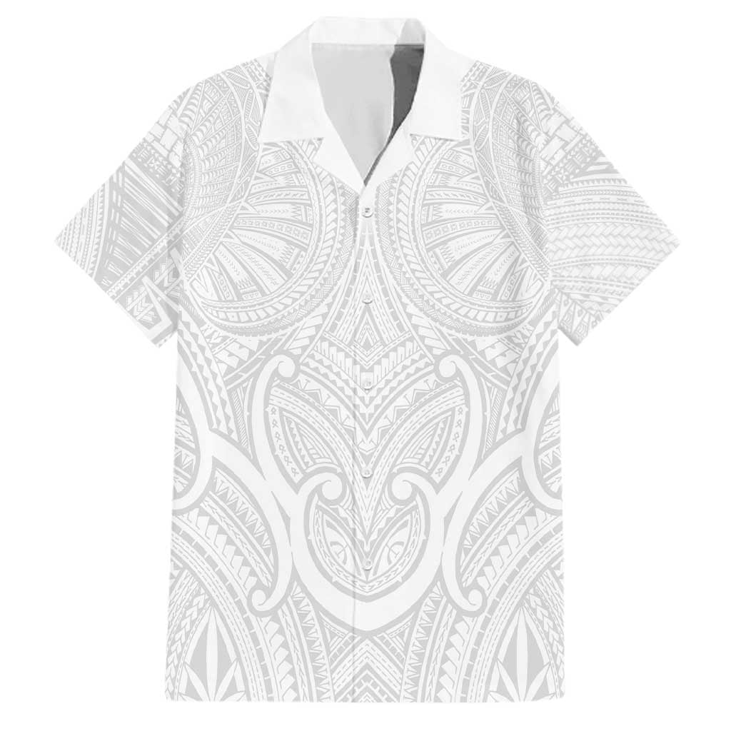 Samoan Traditional Art Tattoos Family Matching Off Shoulder Short Dress and Hawaiian Shirt Tatau Roman Reigns White Color LT03 Dad's Shirt - Short Sleeve White - Polynesian Pride