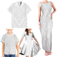 Samoan Traditional Art Tattoos Family Matching Tank Maxi Dress and Hawaiian Shirt Tatau Roman Reigns White Color - Polynesian Pride