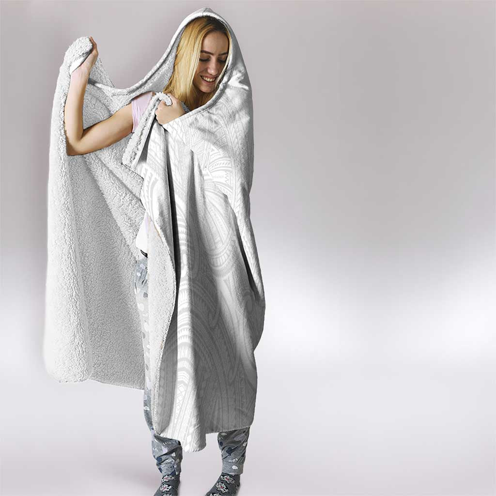 Samoan Traditional Art Tattoos Hooded Blanket Tatau Roman Reigns White Color - Polynesian Pride