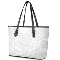 Samoan Traditional Art Tattoos Leather Tote Bag Tatau Roman Reigns White Color - Polynesian Pride