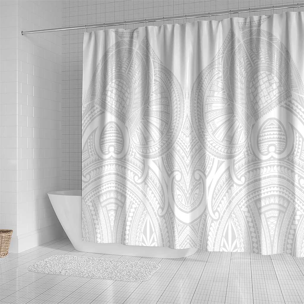 Samoan Traditional Art Tattoos Shower Curtain Tatau Roman Reigns White Color - Polynesian Pride
