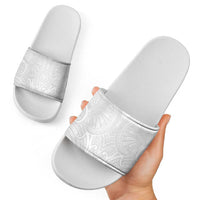 Samoan Traditional Art Tattoos Slide Sandals Tatau Roman Reigns White Color LT03 - Polynesian Pride