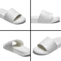 Samoan Traditional Art Tattoos Slide Sandals Tatau Roman Reigns White Color LT03 - Polynesian Pride