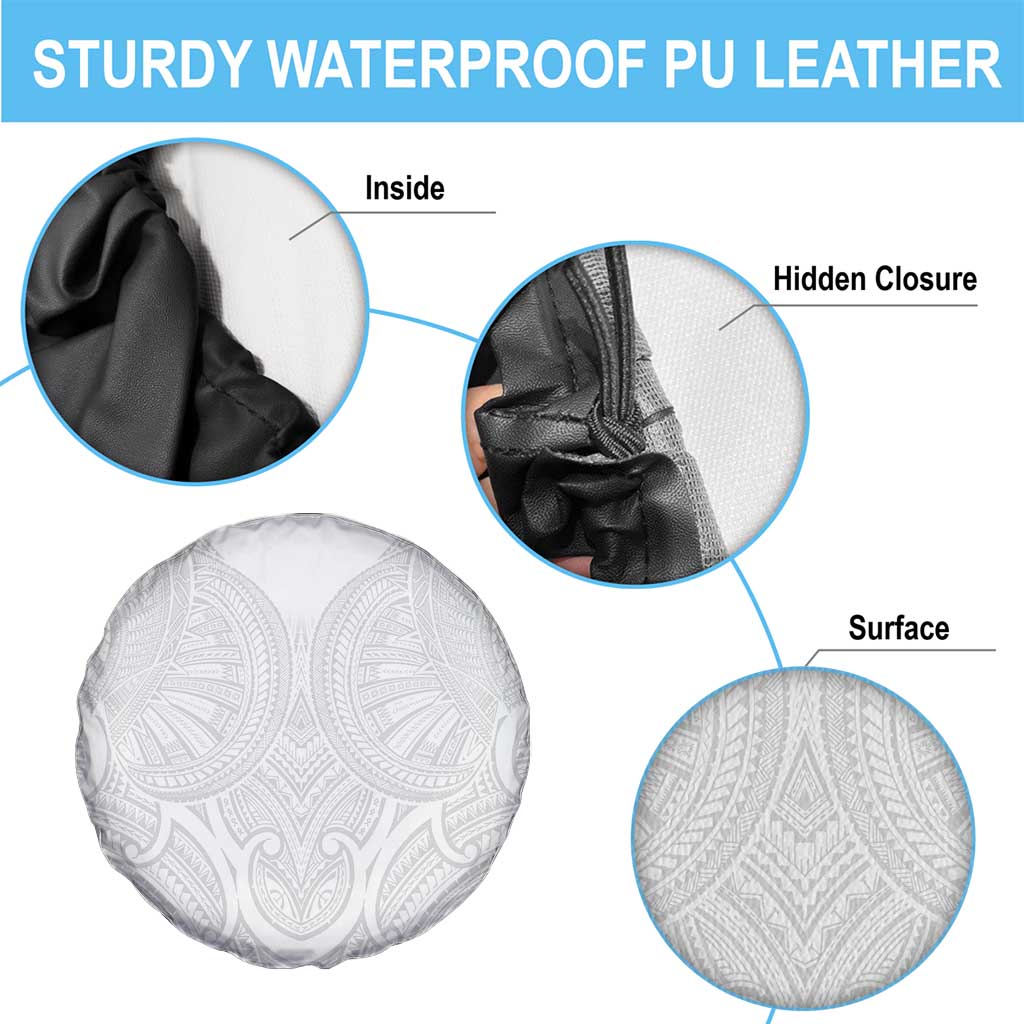 Samoan Traditional Art Tattoos Spare Tire Cover Tatau Roman Reigns White Color - Polynesian Pride