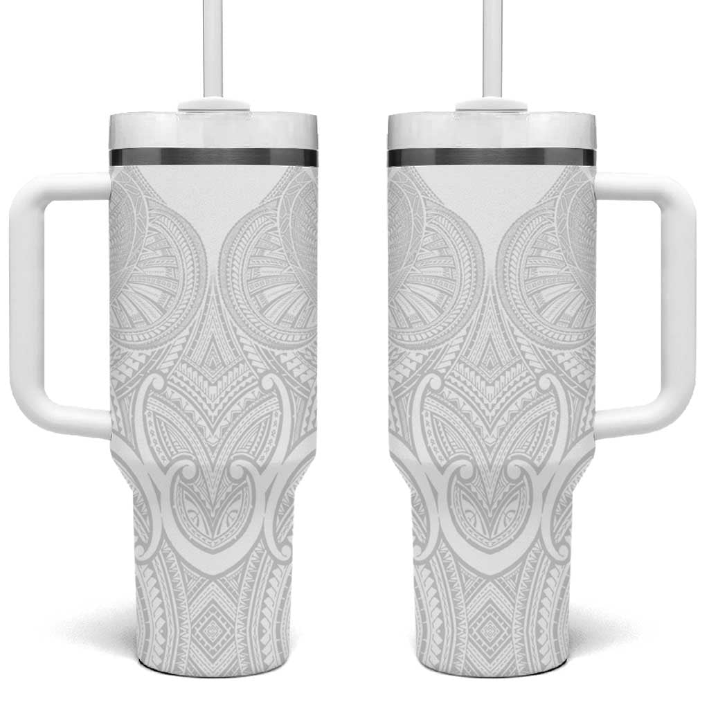 Samoan Traditional Art Tattoos Tumbler With Handle Tatau Roman Reigns White Color - Polynesian Pride
