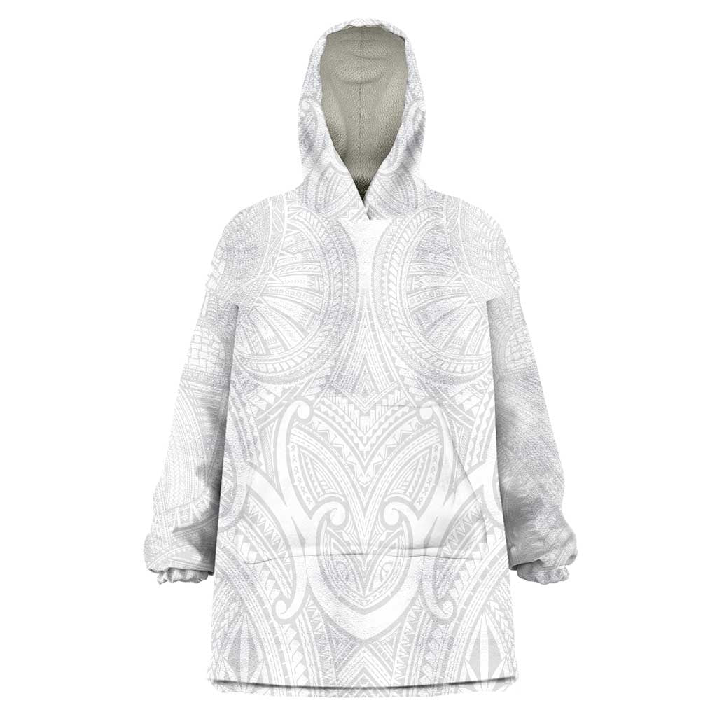 Samoan Traditional Art Tattoos Wearable Blanket Hoodie Tatau Roman Reigns White Color - Polynesian Pride