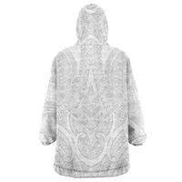 Samoan Traditional Art Tattoos Wearable Blanket Hoodie Tatau Roman Reigns White Color - Polynesian Pride