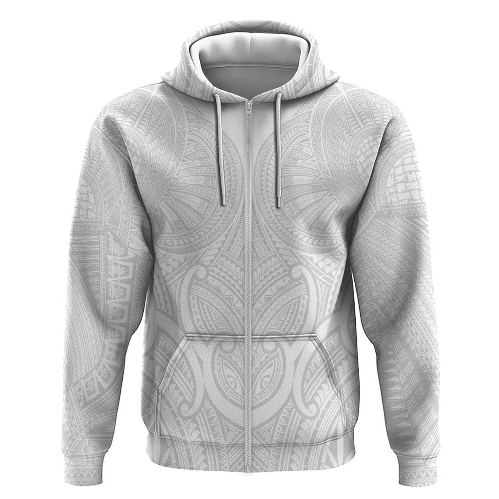 Samoan Traditional Art Tattoos Zip Hoodie Tatau Roman Reigns White Color - Polynesian Pride