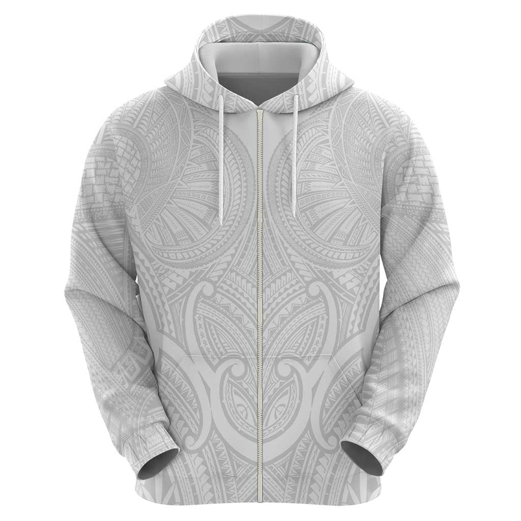 Samoan Traditional Art Tattoos Zip Hoodie Tatau Roman Reigns White Color - Polynesian Pride