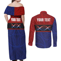 Personalised Samoan DNA-Proud of Samoa Couples Matching Off Shoulder Maxi Dress and Long Sleeve Button Shirt Polynesian Patterns - Polynesian Pride